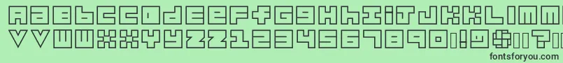 フォントHabesha Blocks OUTLINES – 緑の背景に黒い文字