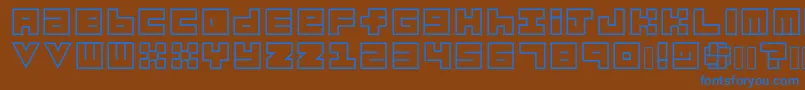 フォントHabesha Blocks OUTLINES – 茶色の背景に青い文字