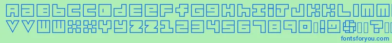 Шрифт Habesha Blocks OUTLINES – синие шрифты на зелёном фоне