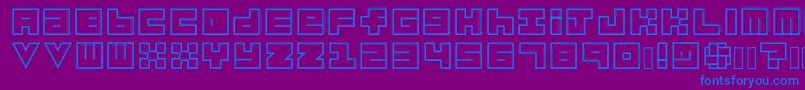 フォントHabesha Blocks OUTLINES – 紫色の背景に青い文字