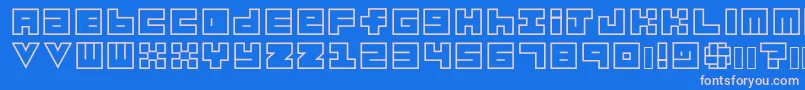 フォントHabesha Blocks OUTLINES – ピンクの文字、青い背景