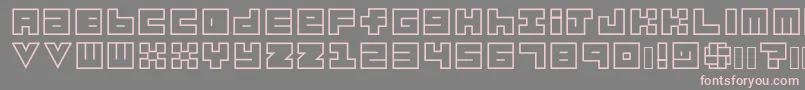 フォントHabesha Blocks OUTLINES – 灰色の背景にピンクのフォント