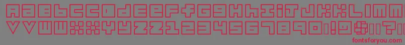 Habesha Blocks OUTLINES-fontti – punaiset fontit harmaalla taustalla