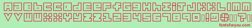 フォントHabesha Blocks OUTLINES – 赤い文字の緑の背景