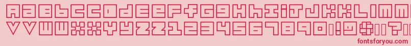 Czcionka Habesha Blocks OUTLINES – czerwone czcionki na różowym tle
