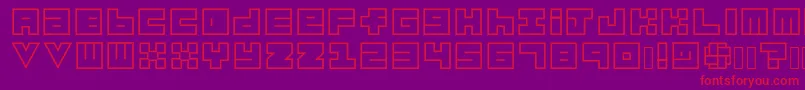 フォントHabesha Blocks OUTLINES – 紫の背景に赤い文字