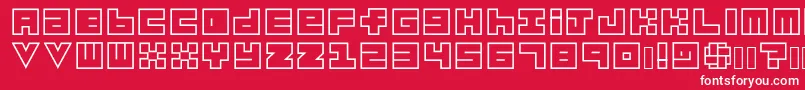 Habesha Blocks OUTLINES-Schriftart – Weiße Schriften auf rotem Hintergrund