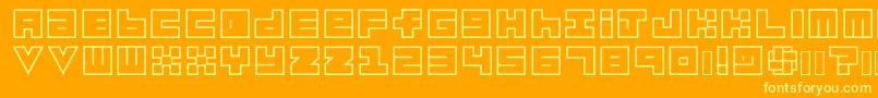 Habesha Blocks OUTLINES Font – Yellow Fonts on Orange Background