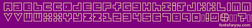 Habesha Blocks OUTLINES-fontti – keltaiset fontit violetilla taustalla