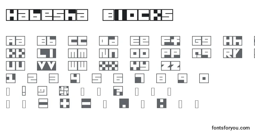 A fonte Habesha Blocks – alfabeto, números, caracteres especiais