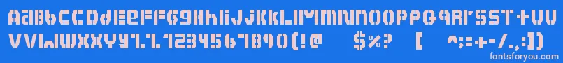 HabeshaSTENCIL Font – Pink Fonts on Blue Background