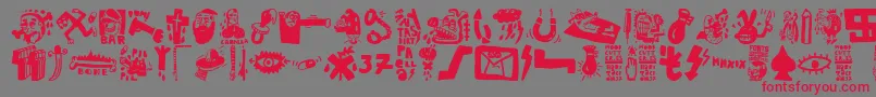 フォントHabitaciРІn 37 – 赤い文字の灰色の背景
