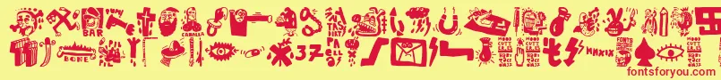フォントHabitaciРІn 37 – 赤い文字の黄色い背景