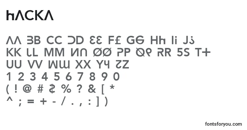 A fonte Hacka    (128817) – alfabeto, números, caracteres especiais