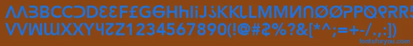 フォントhacka    – 茶色の背景に青い文字