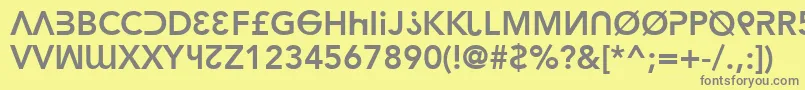 フォントhacka    – 黄色の背景に灰色の文字