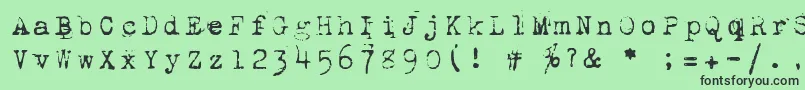 1942Report-fontti – mustat fontit vihreällä taustalla