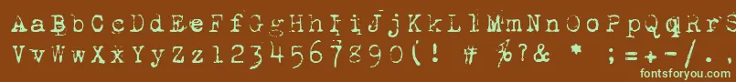 1942Report-fontti – vihreät fontit ruskealla taustalla