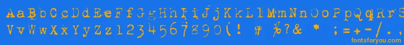 フォント1942Report – オレンジ色の文字が青い背景にあります。