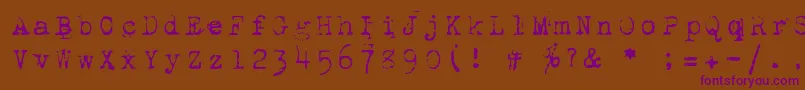 1942Report-fontti – violetit fontit ruskealla taustalla