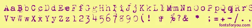 1942Report-fontti – violetit fontit keltaisella taustalla