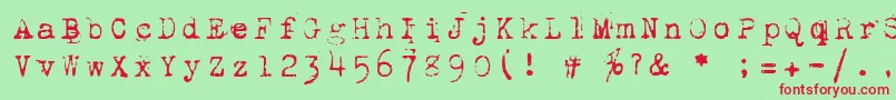 1942Report-fontti – punaiset fontit vihreällä taustalla