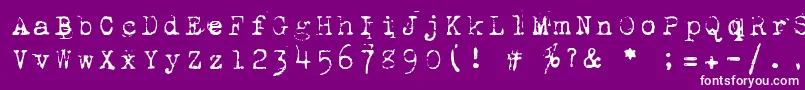 1942Report-fontti – valkoiset fontit violetilla taustalla