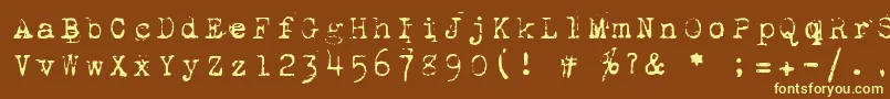 1942Report-fontti – keltaiset fontit ruskealla taustalla