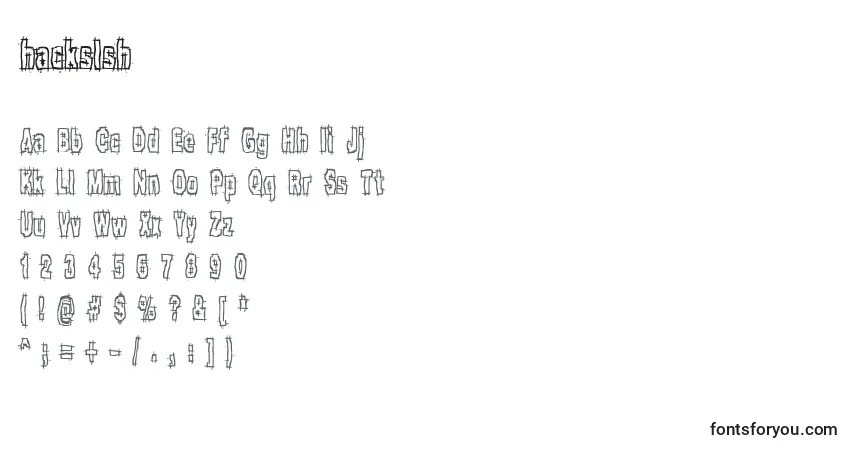 A fonte Hackslsh (128820) – alfabeto, números, caracteres especiais