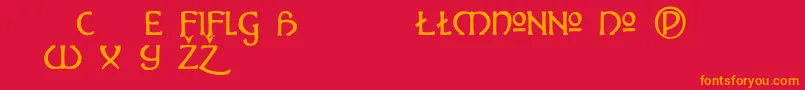 フォントHADALT   – 赤い背景にオレンジの文字