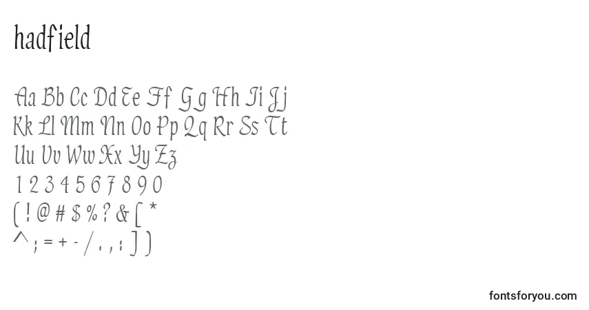 Hadfield (128823)-fontti – aakkoset, numerot, erikoismerkit