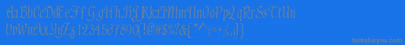 フォントhadfield – 青い背景に灰色の文字