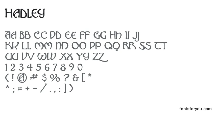 Шрифт Hadley   (128824) – алфавит, цифры, специальные символы