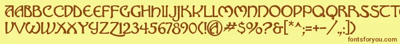 フォントHadley   – 茶色の文字が黄色の背景にあります。