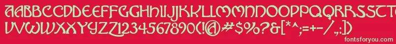 フォントHadley   – 赤い背景に緑の文字