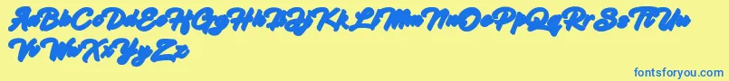 Hadsut Extruded Font – Blue Fonts on Yellow Background