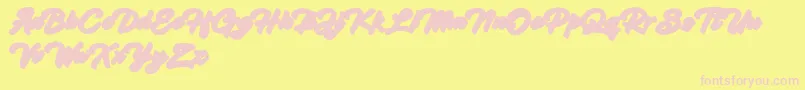フォントHadsut Extruded – ピンクのフォント、黄色の背景
