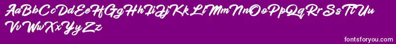 Hadsut Script Font – White Fonts on Purple Background