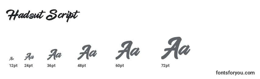 Hadsut Script Font Sizes