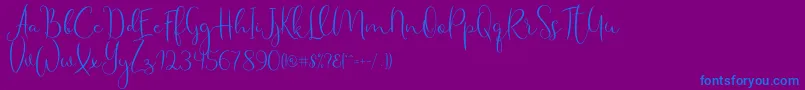 Haertbel Script-Schriftart – Blaue Schriften auf violettem Hintergrund