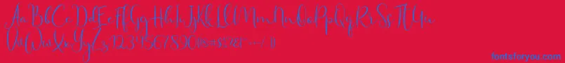 Haertbel Script-Schriftart – Blaue Schriften auf rotem Hintergrund