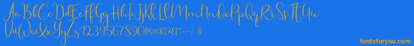 Fonte Haertbel Script – fontes laranjas em um fundo azul