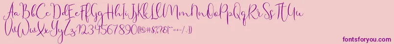 Haertbel Script-Schriftart – Violette Schriften auf rosa Hintergrund