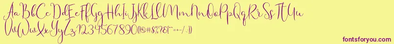 Haertbel Script Font – Purple Fonts on Yellow Background