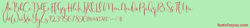 Haertbel Script-Schriftart – Rote Schriften auf grünem Hintergrund