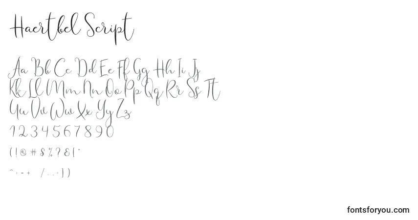 Шрифт Haertbel Script (128830) – алфавит, цифры, специальные символы