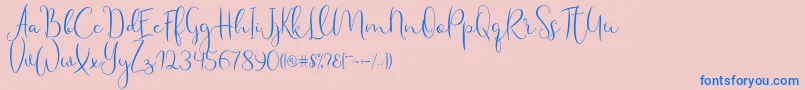 Haertbel Script-Schriftart – Blaue Schriften auf rosa Hintergrund