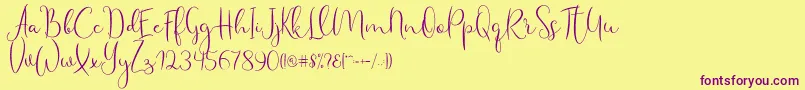 Haertbel Script Font – Purple Fonts on Yellow Background