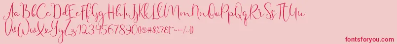 Haertbel Script Font – Red Fonts on Pink Background