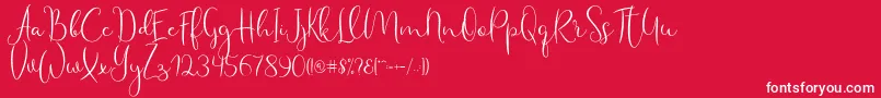 フォントHaertbel Script – 赤い背景に白い文字